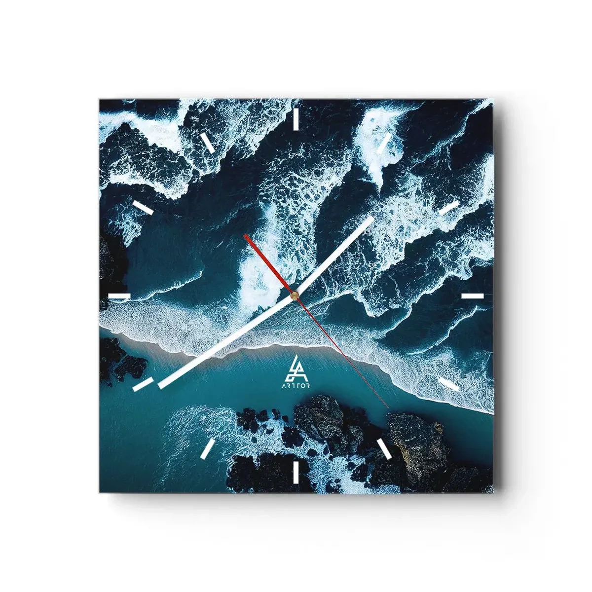 Falióra, Óra - Hullámokba burkolózva - 40x40 cm