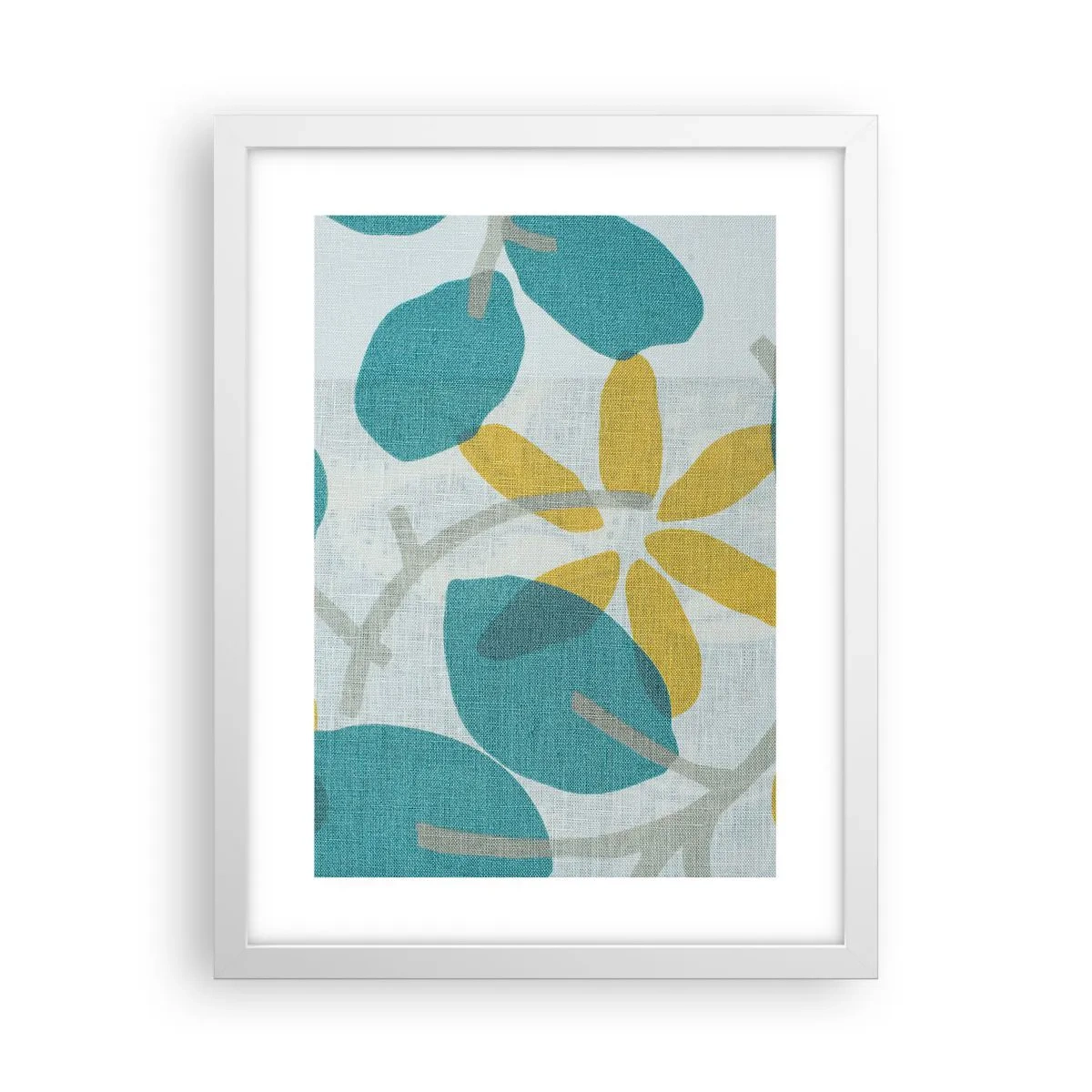 Poszter fekete keretben - Azúrkék levelek között - 30x40 cm