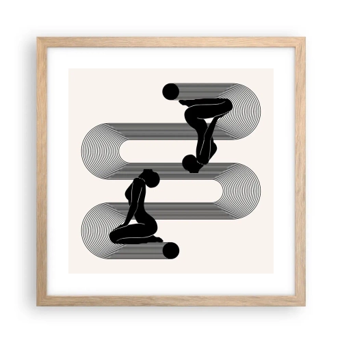 Poszter világos tölgy keretben - Érzéki szimmetria - 40x40 cm