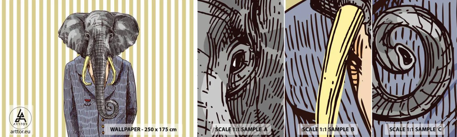 Fotótapéta Minta Standard Eco - Természeténél fogva elegáns - Absztrakció, Elefánt, portré - 100x30 cm