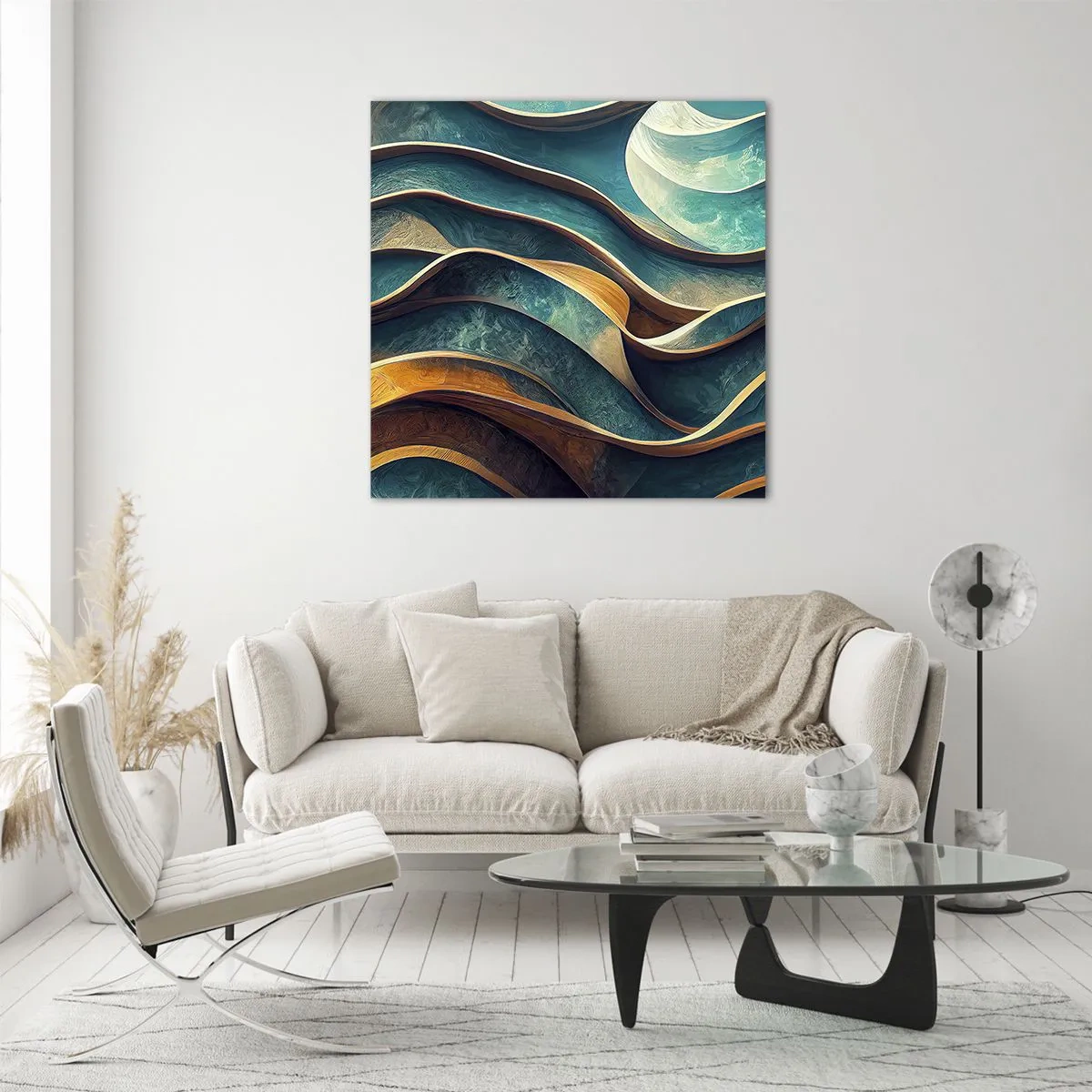 Üveg kép - Kék kanyarulatok - 60x60 cm