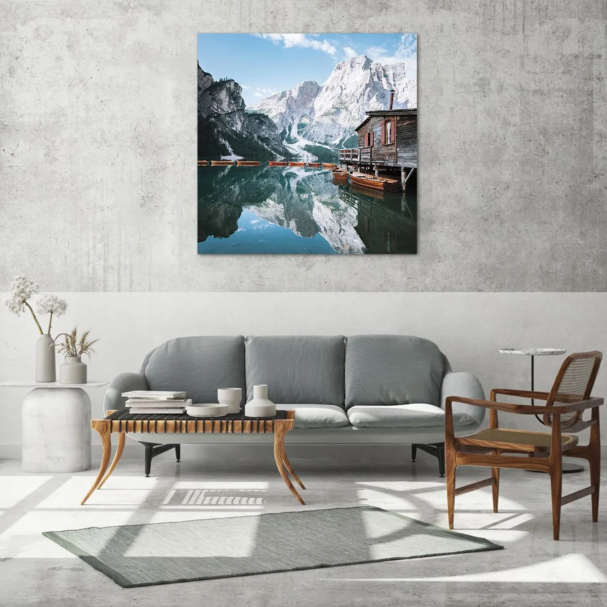 Üveg kép - Kristályos hegyi reggel - 70x70 cm