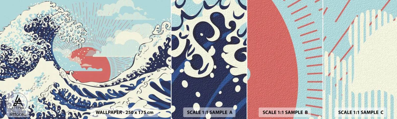 Fotótapéta Minta Öntapadós Deluxe Sticker - Japán inspirációból - Absztrakció, Tengeri hullám, Tenger - 100x30 cm