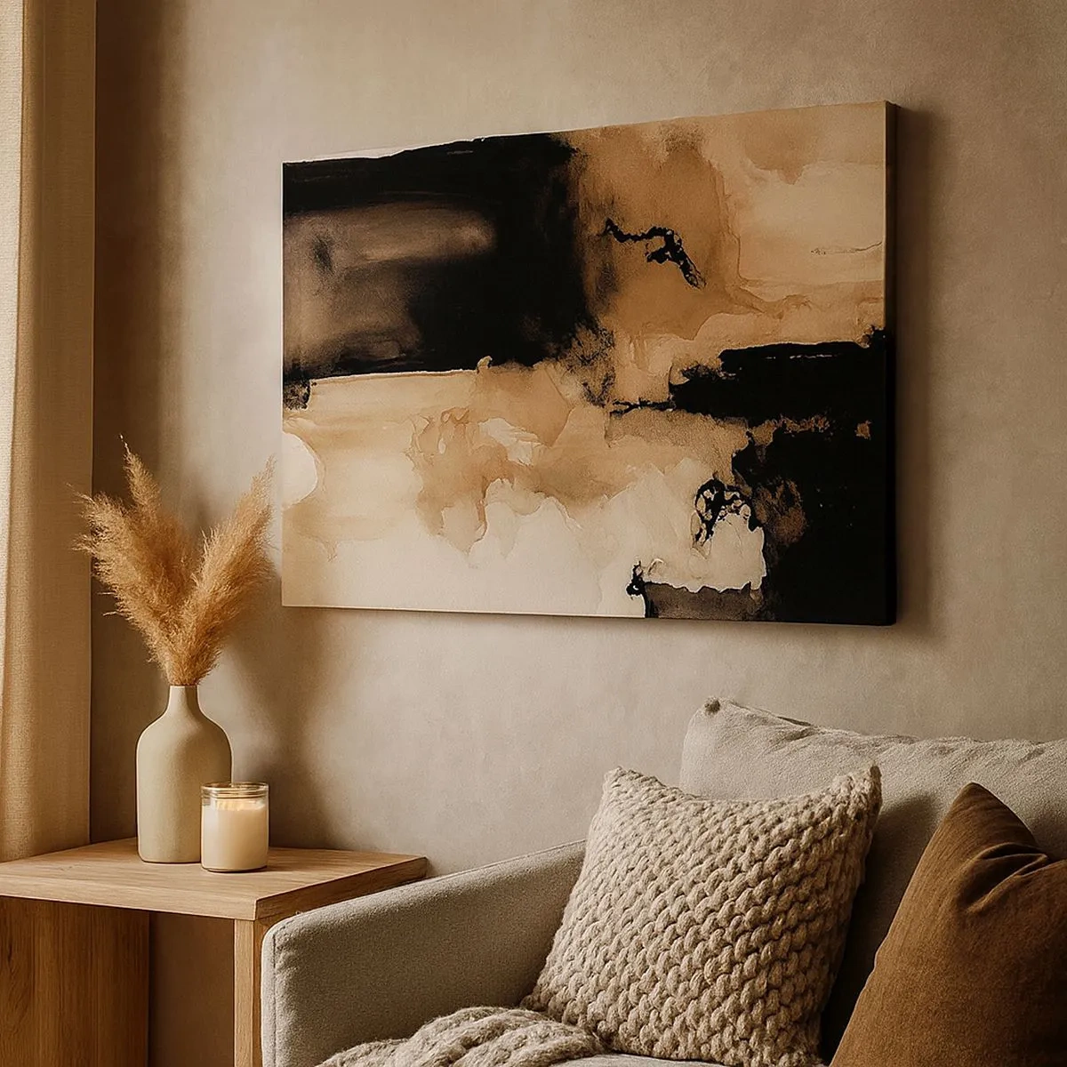 Vászonkép - Absztrakt kompozíció barna és fekete árnyalatokban - 70x50cm - Egy érdekes absztrakció - Modern fali dekoráció nappalihoz és hálószobához ARTTOR