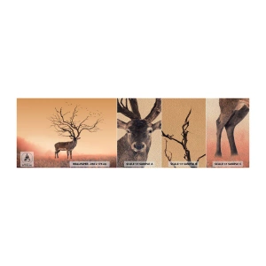 Fotótapéta Minta Premium Sand - Ős szarvas - az erdő örök szelleme - Absztrakció, Szarvas, Természet - 100x30 cm