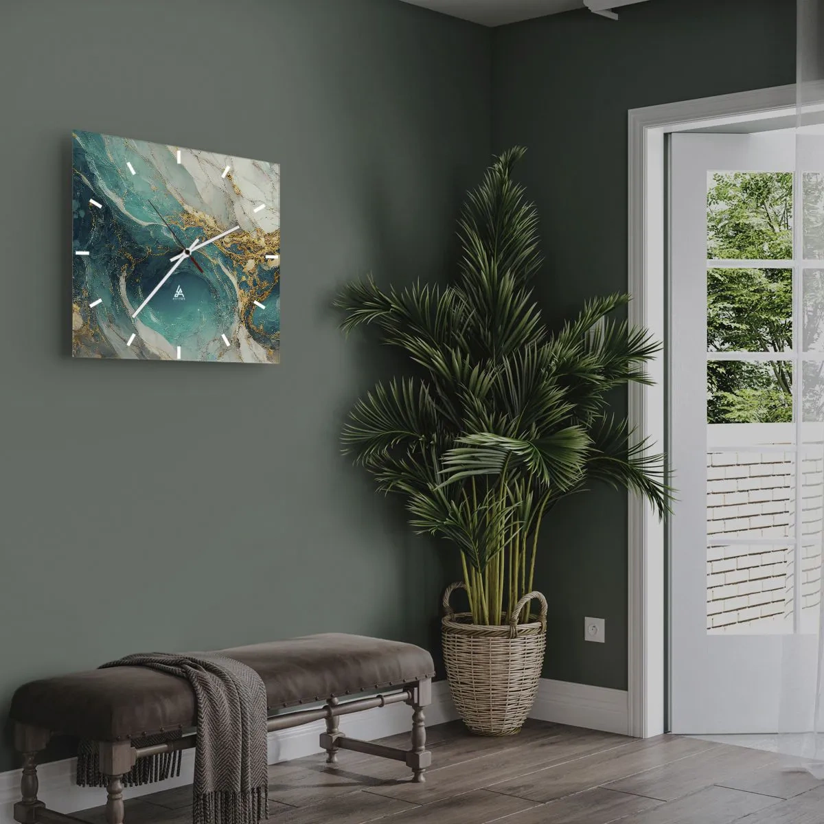 Falióra, Óra - Kompozíció aranyvénákkal - 40x40 cm