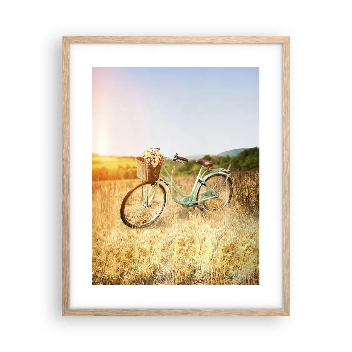 Poszter világos tölgy keretben - Itt maradok egy darabig - 40x50 cm