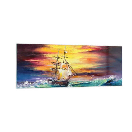 Üveg kép - Bátran a hullámok alatt - 140x50 cm