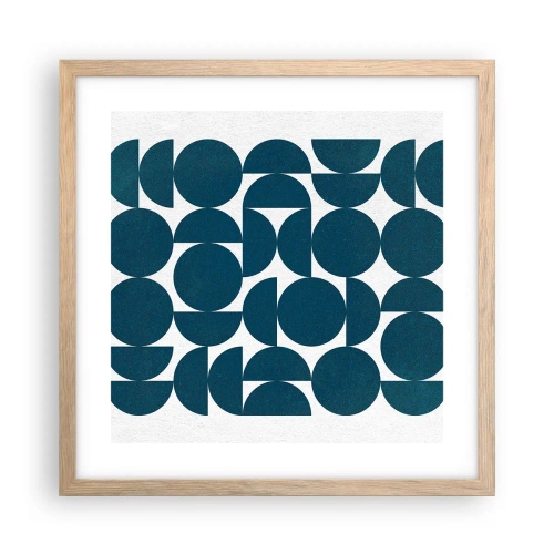 Poszter világos tölgy keretben - Körök és félkörök - 40x40 cm