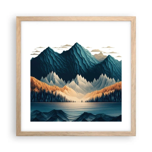 Poszter világos tölgy keretben - Tökéletes hegyi táj - 40x40 cm