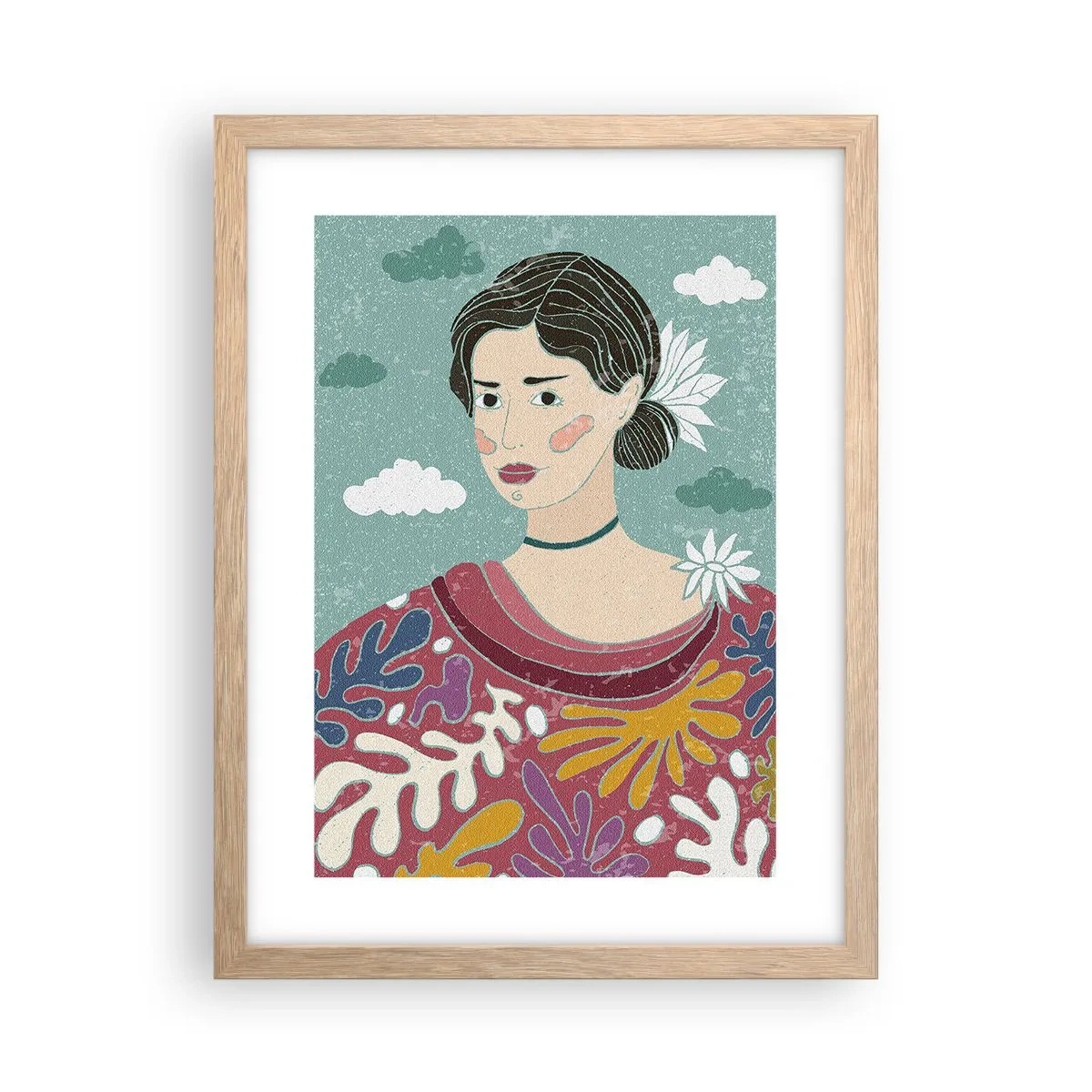 Poszter világos tölgy keretben - Melankóliával a tekintetedben - 30x40 cm