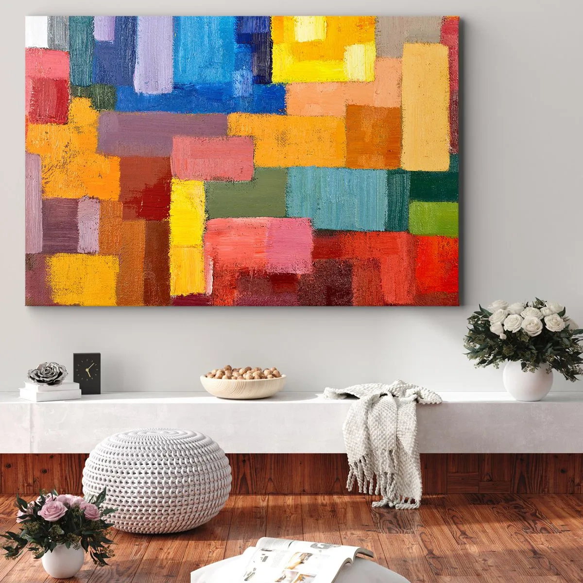 Vászonkép - Színes absztrakt téglalapok különböző árnyalatokban - 70x50cm - Mindegyik más, mindegyik színes - Modern fali dekoráció nappalihoz és hálószobához ARTTOR
