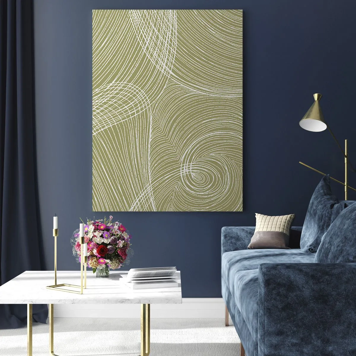 Üveg kép - Bonyolult absztrakció fehérben - 80x120 cm