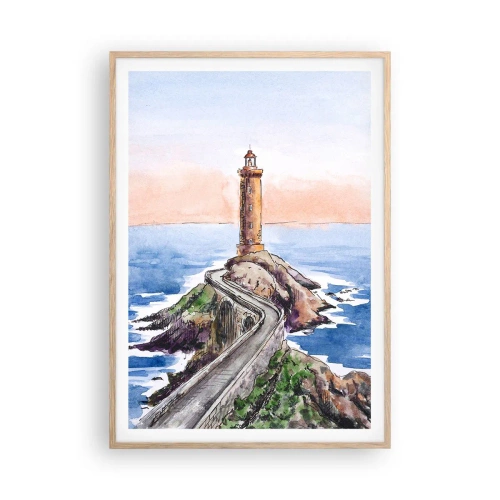 Poszter világos tölgy keretben - Szemben a tengerrel - 70x100 cm