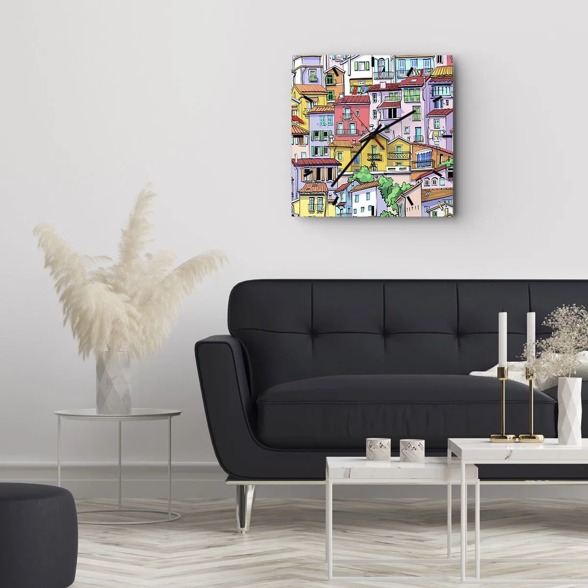 Falióra, Óra - Vidám város - 40x40 cm