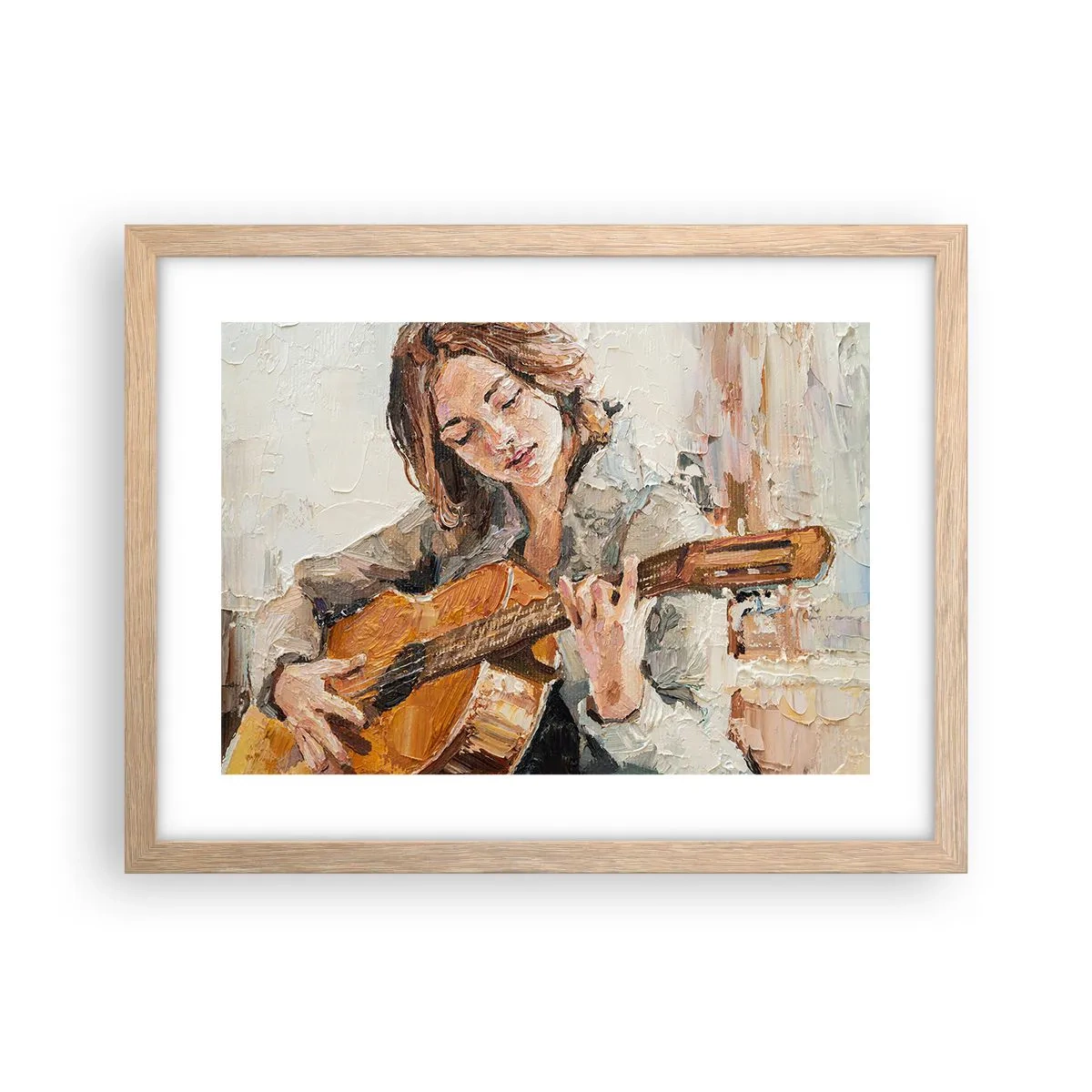 Poszter világos tölgy keretben - Koncert gitárra és egy lány szívére - 40x30 cm