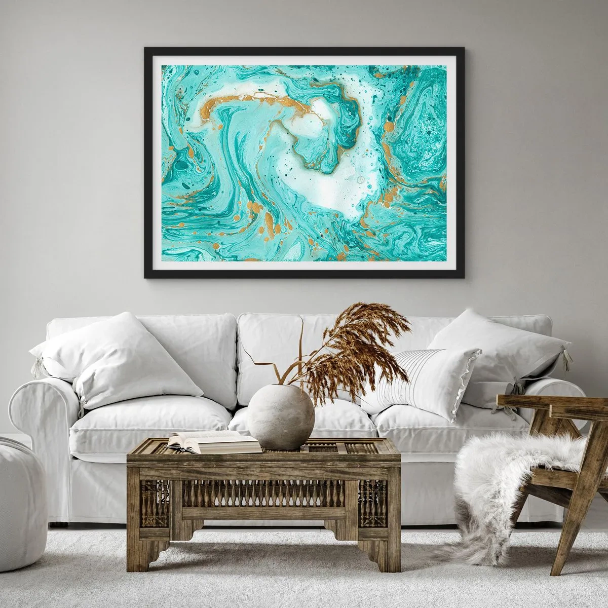 Poszter fehér keretben - Az Edo-korszak nagy hulláma alatt - 70x50 cm