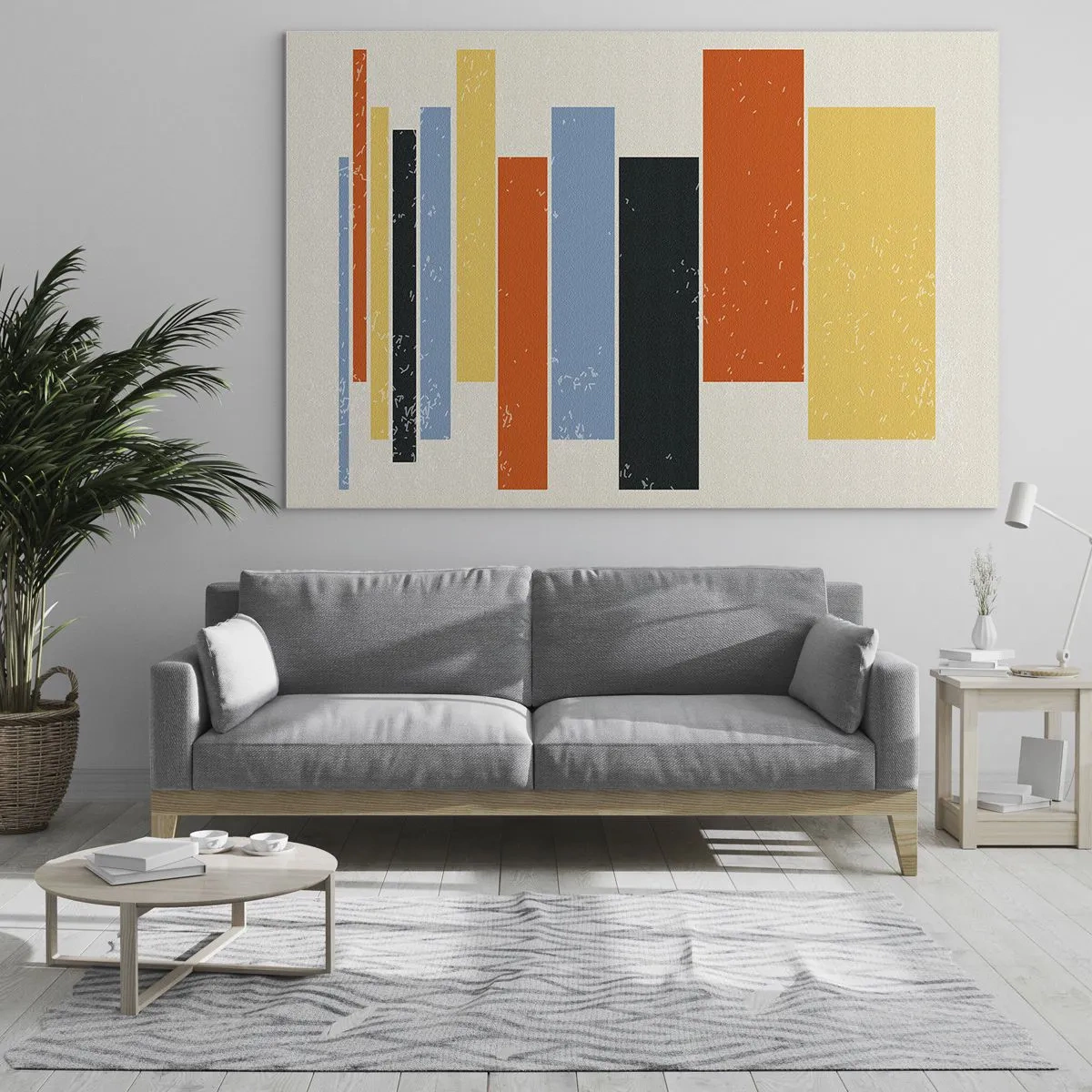 Üveg kép - Geometrikus csíkok ritmikus kompozícióban világos háttéren - 70x50cm - Zenei felvétel - Modern fali dekoráció nappalihoz és hálószobához ARTTOR