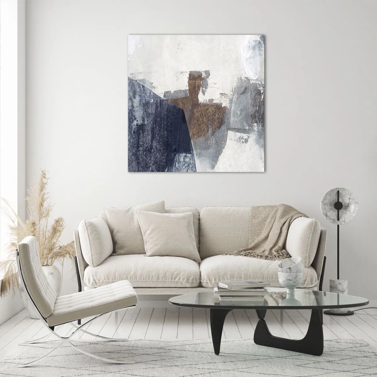 Üveg kép - Kékes barna formák - 40x40 cm