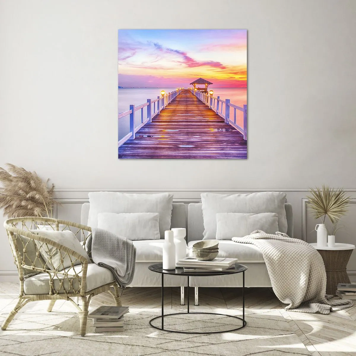 Üveg kép - Az est lilás-arany csendje - 40x40 cm