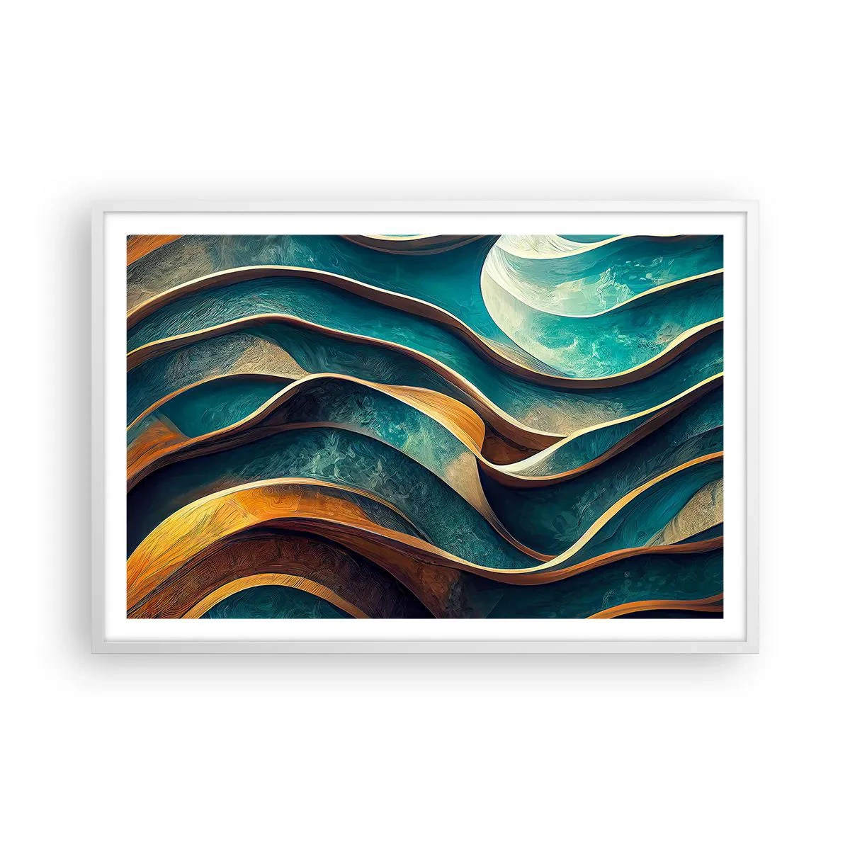 Poszter fekete keretben - Kék kanyarulatok - 91x61 cm