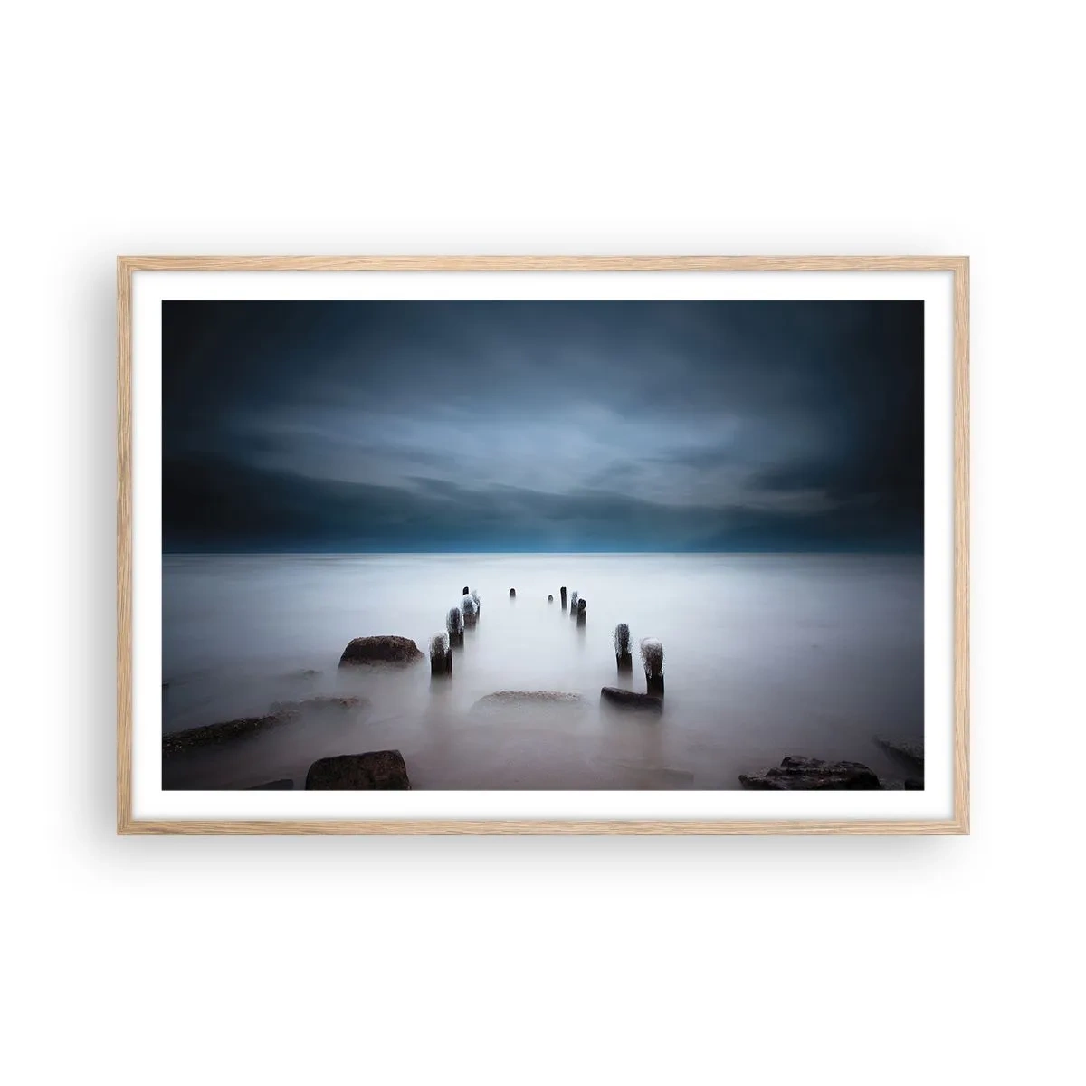 Poszter világos tölgy keretben - Töprengő tó - 91x61 cm