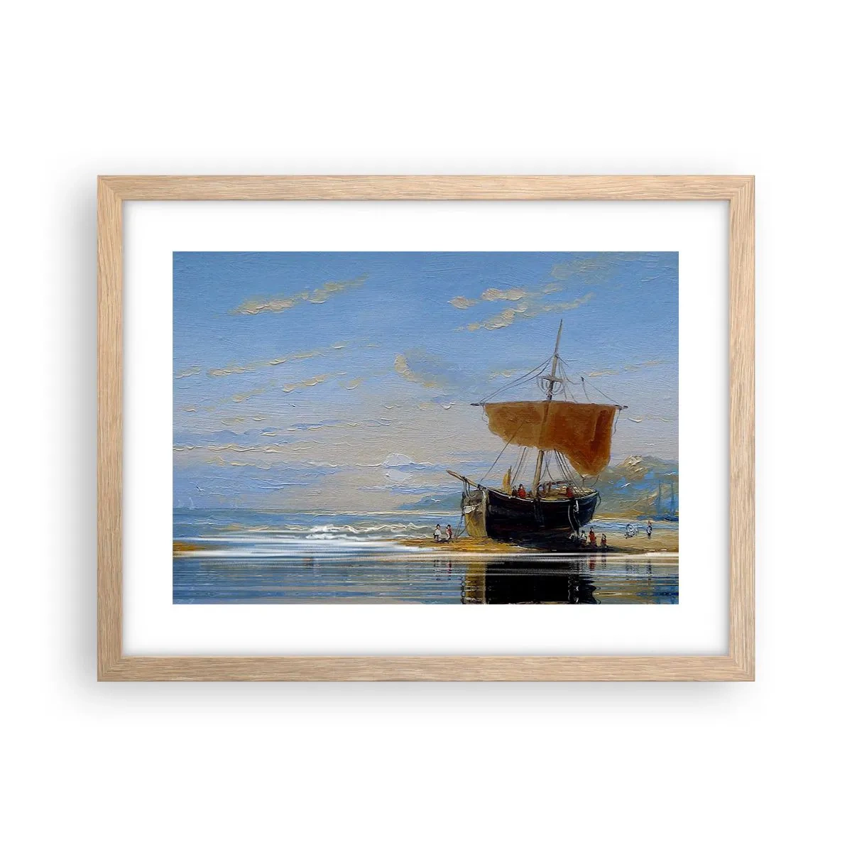 Poszter világos tölgy keretben - Víz, föld, levegő - 40x30 cm