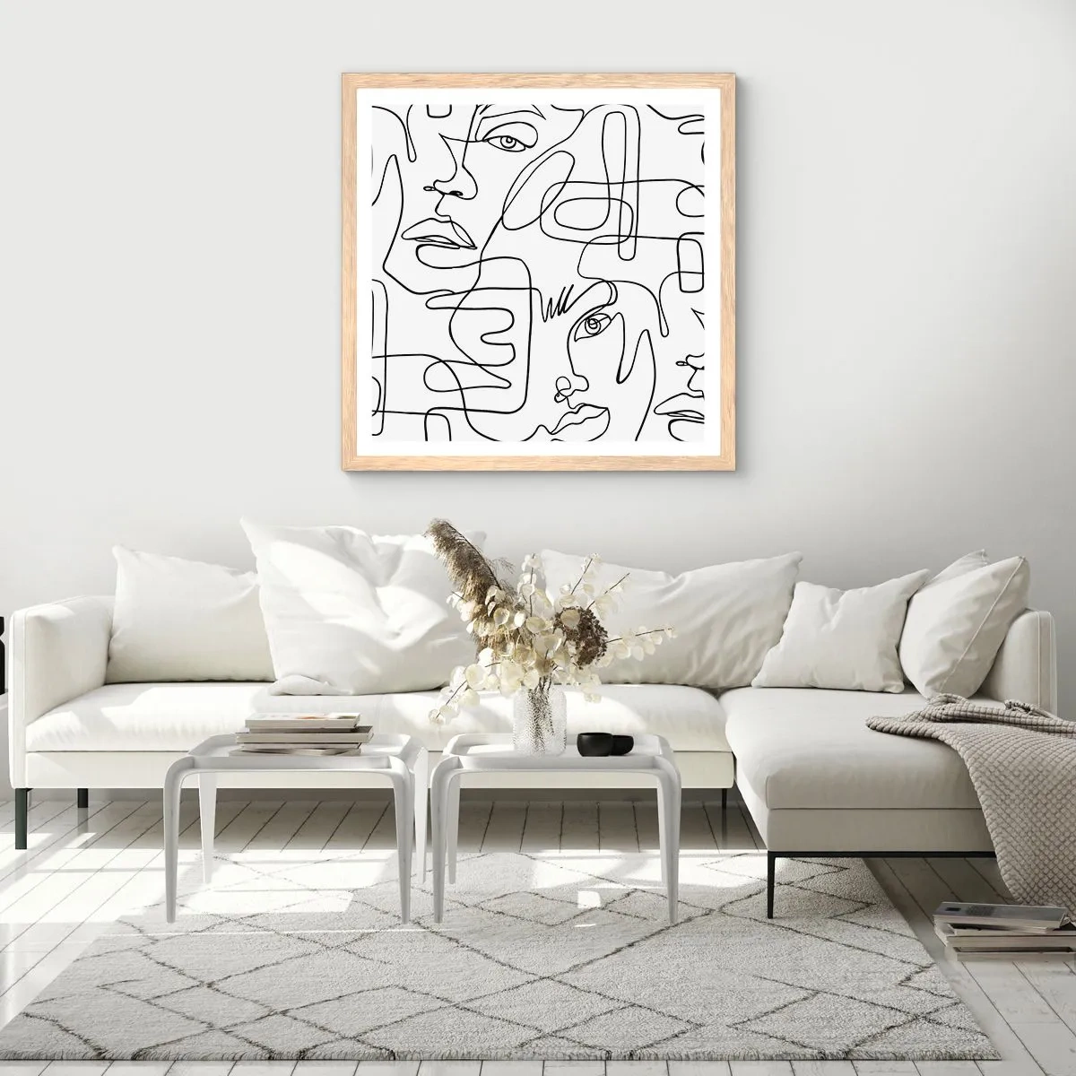 Poszter világos tölgy keretben - Összegabalyodott érzelmekben - 40x40 cm