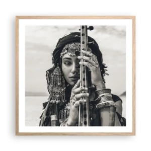 Poszter világos tölgy keretben - Csak a keleti zene - 60x60 cm