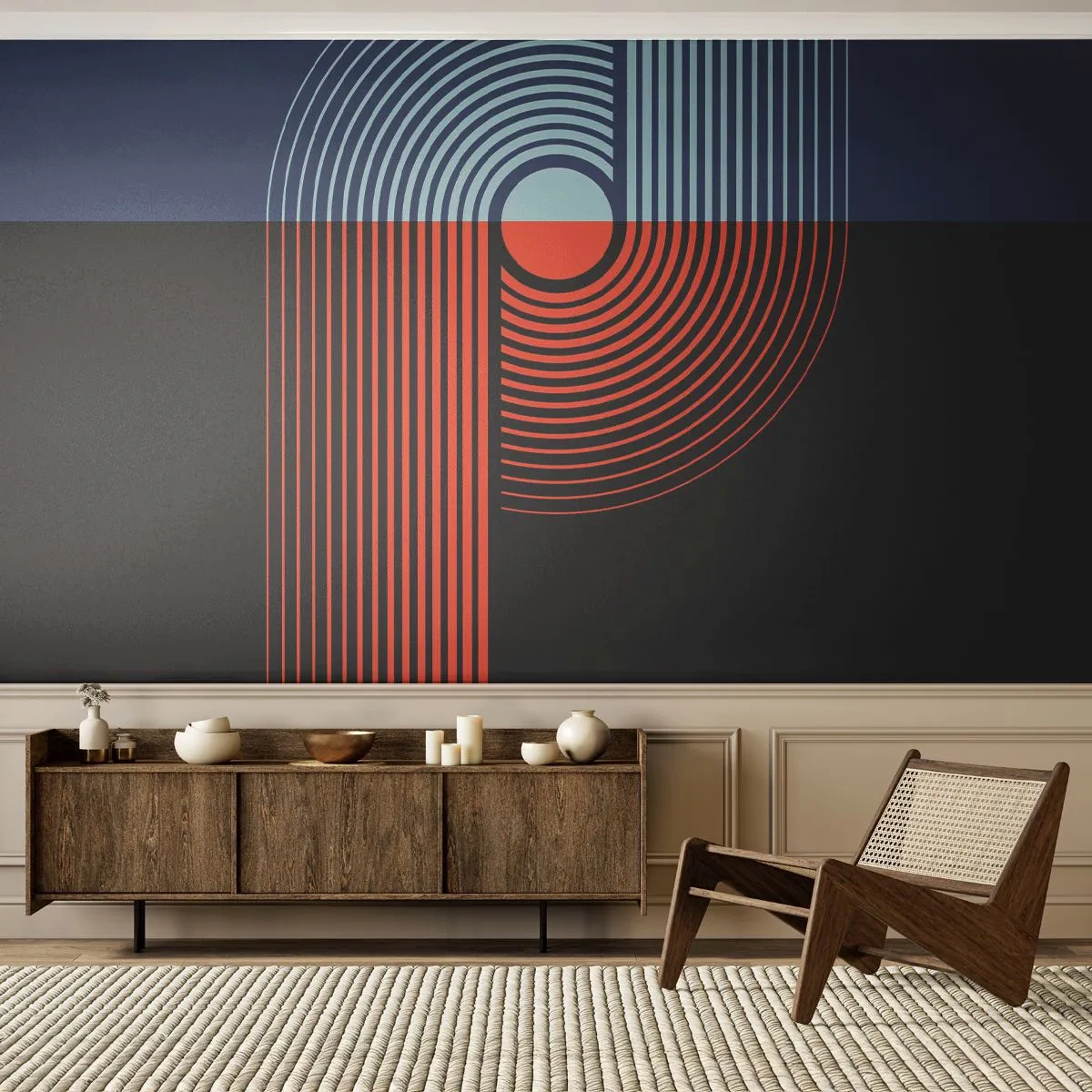 Fotótapéta Premium Canvas - Geometrikus ölelésben - Absztrakció, Grafika, Lineart - 450x315 cm