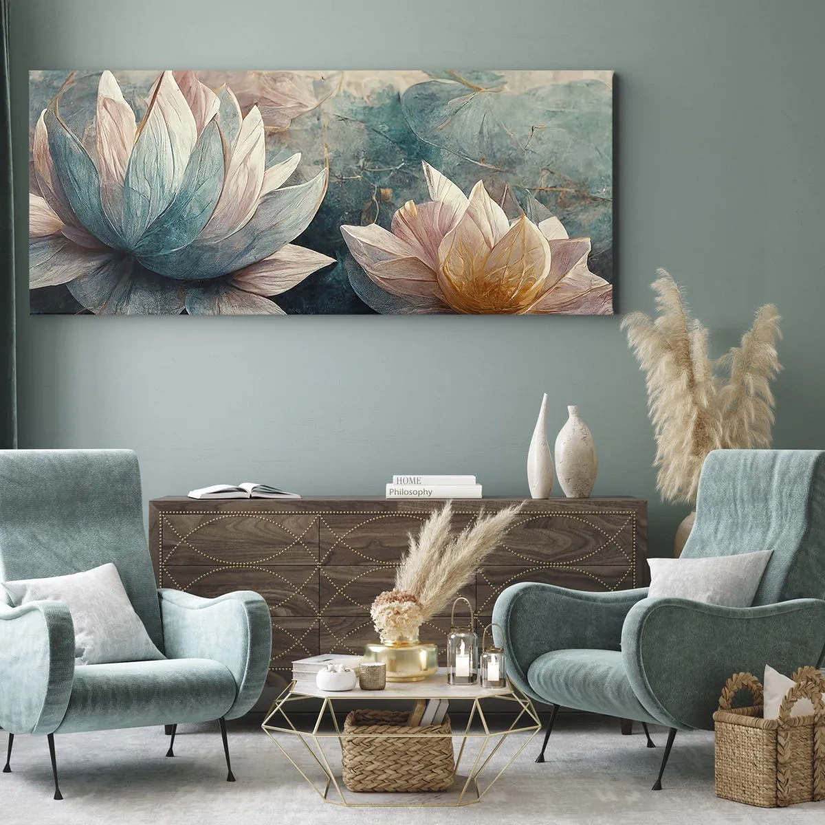 Vászonkép - Tavi csillagok - 100x40 cm