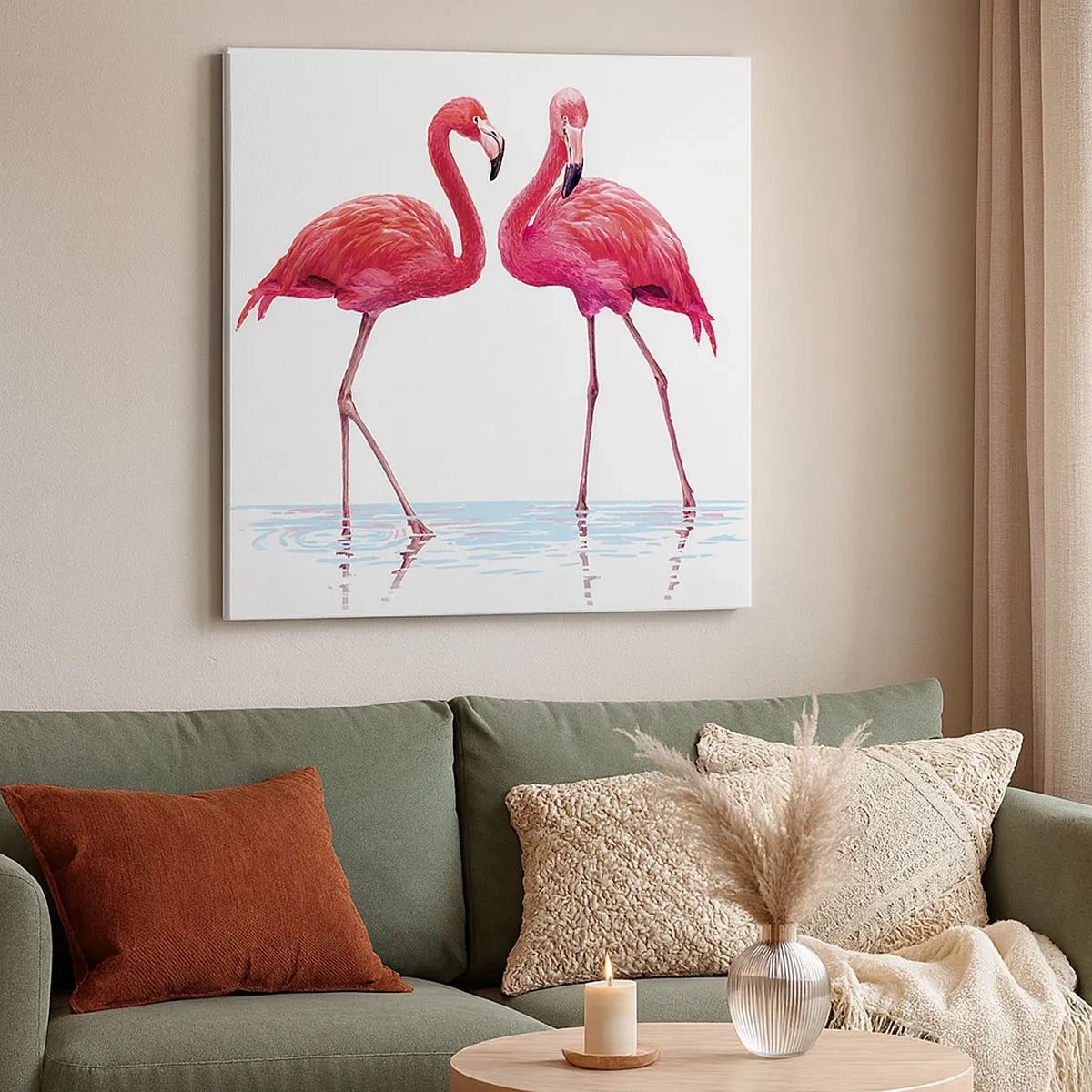 Vászonkép - Rozsaszín randez-vous - 30x30 cm