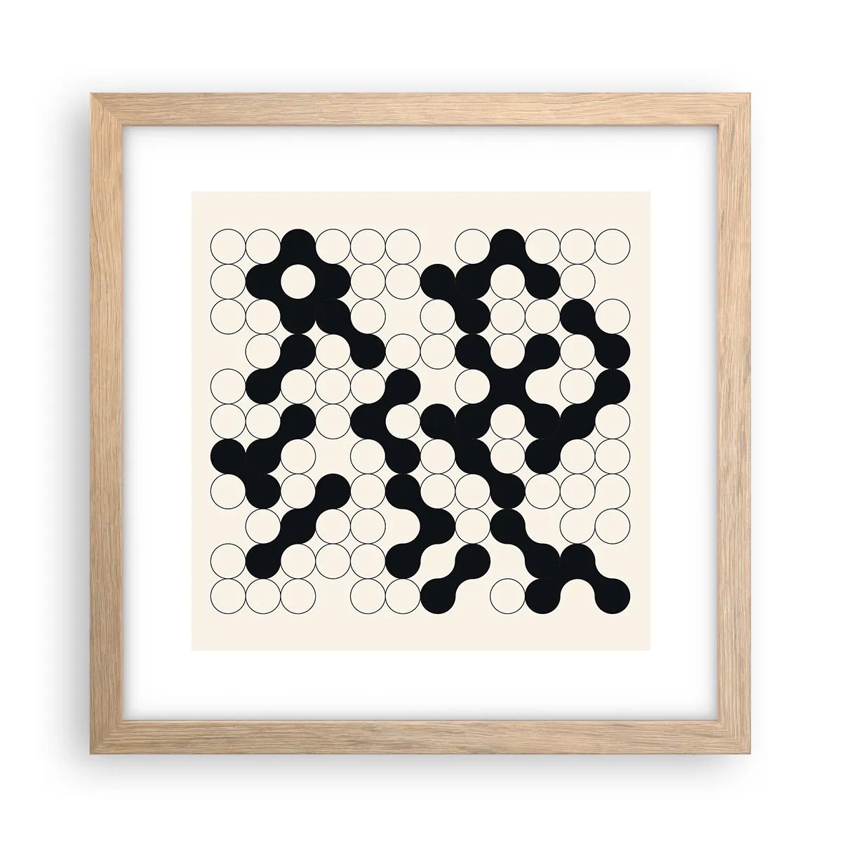 Poszter világos tölgy keretben - Kínai játék - variáció - 30x30 cm