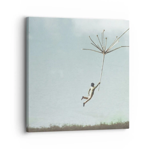 Vászonkép - Sárkányrepülők, pitypangok, szél - 30x30 cm