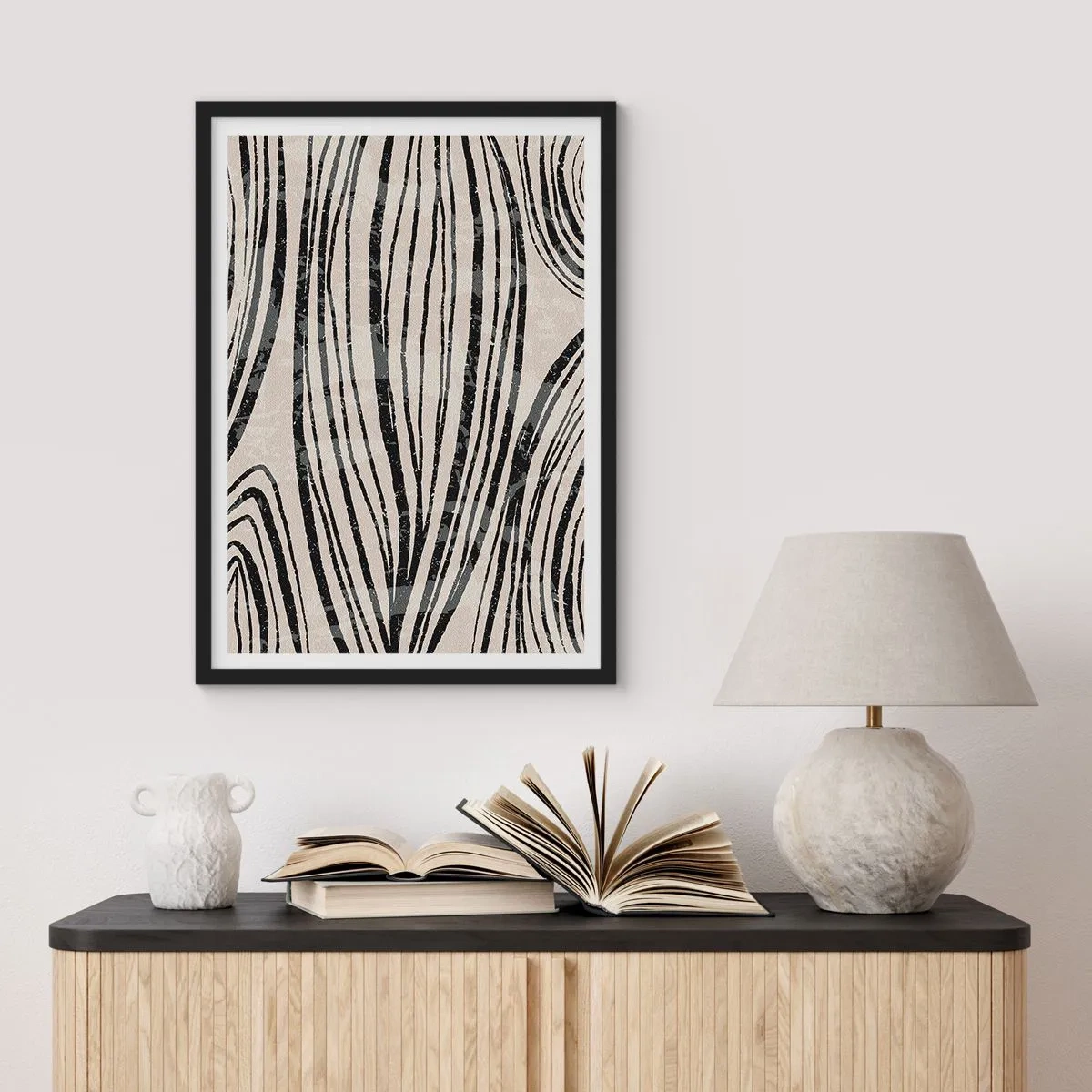 Poszter fehér keretben - Vonalak csobbanása - 61x91 cm