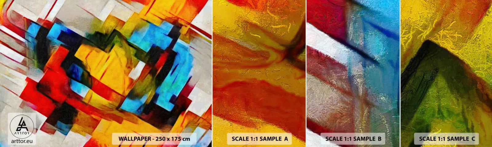 Fotótapéta Minta Öntapadós Deluxe Sticker - Többszínű réteges - Absztrakció, Kubizmus, Darab - 100x30 cm