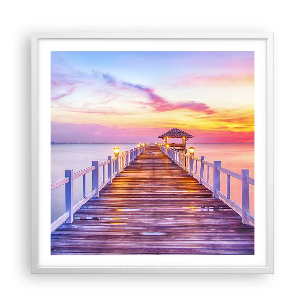 Poszter fekete keretben - Az est lilás-arany csendje - 60x60 cm