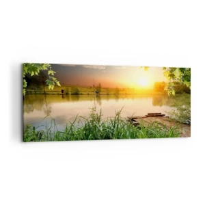 Vászonkép - Táj zöld keretben - 120x50 cm