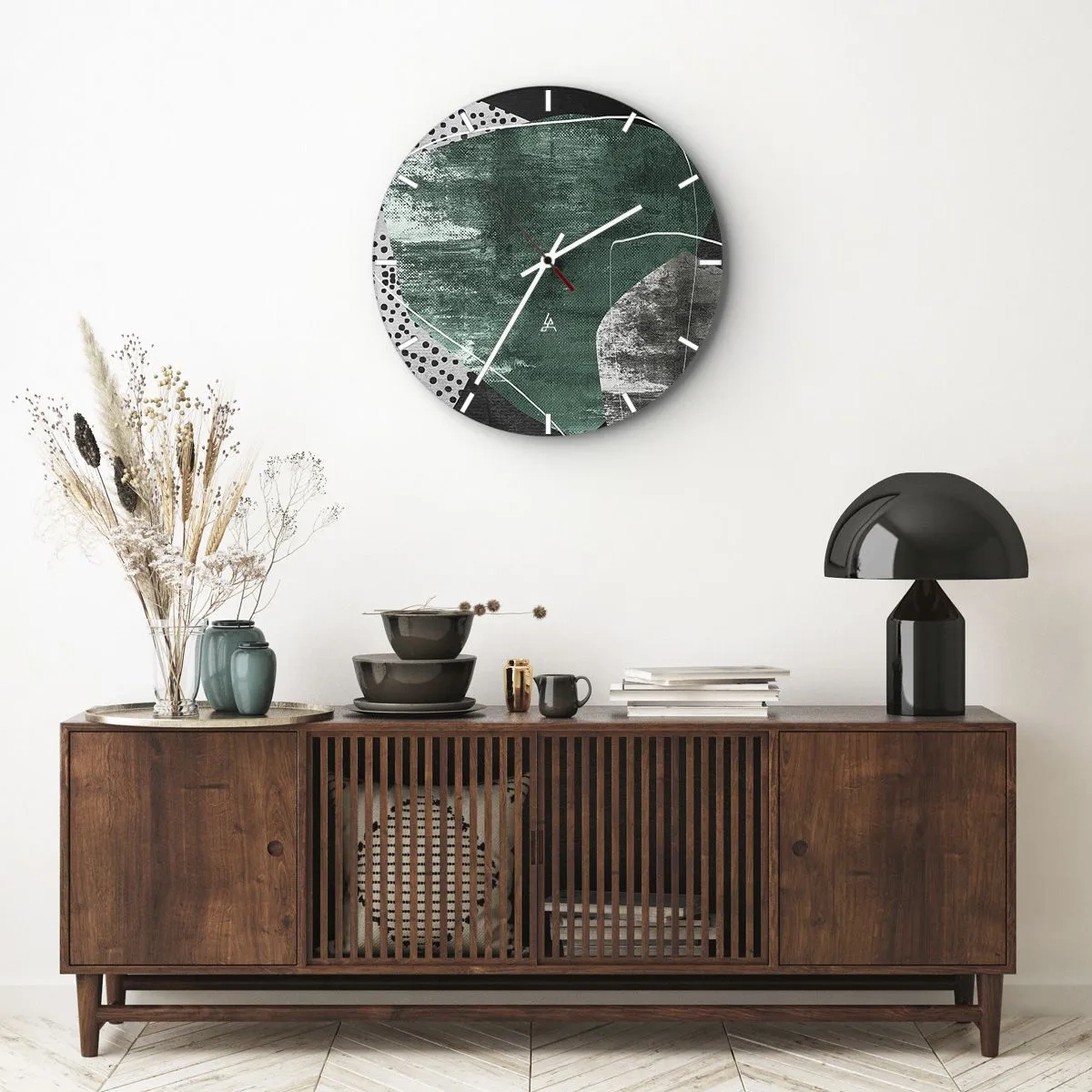 Falióra, Óra - Színes absztrakció aranypehellyel - 40x40 cm