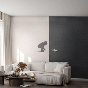 Fotótapéta Standard Eco - Nagy utazás - Kölyök, Fekete és fehér, Víz - 400x280 cm