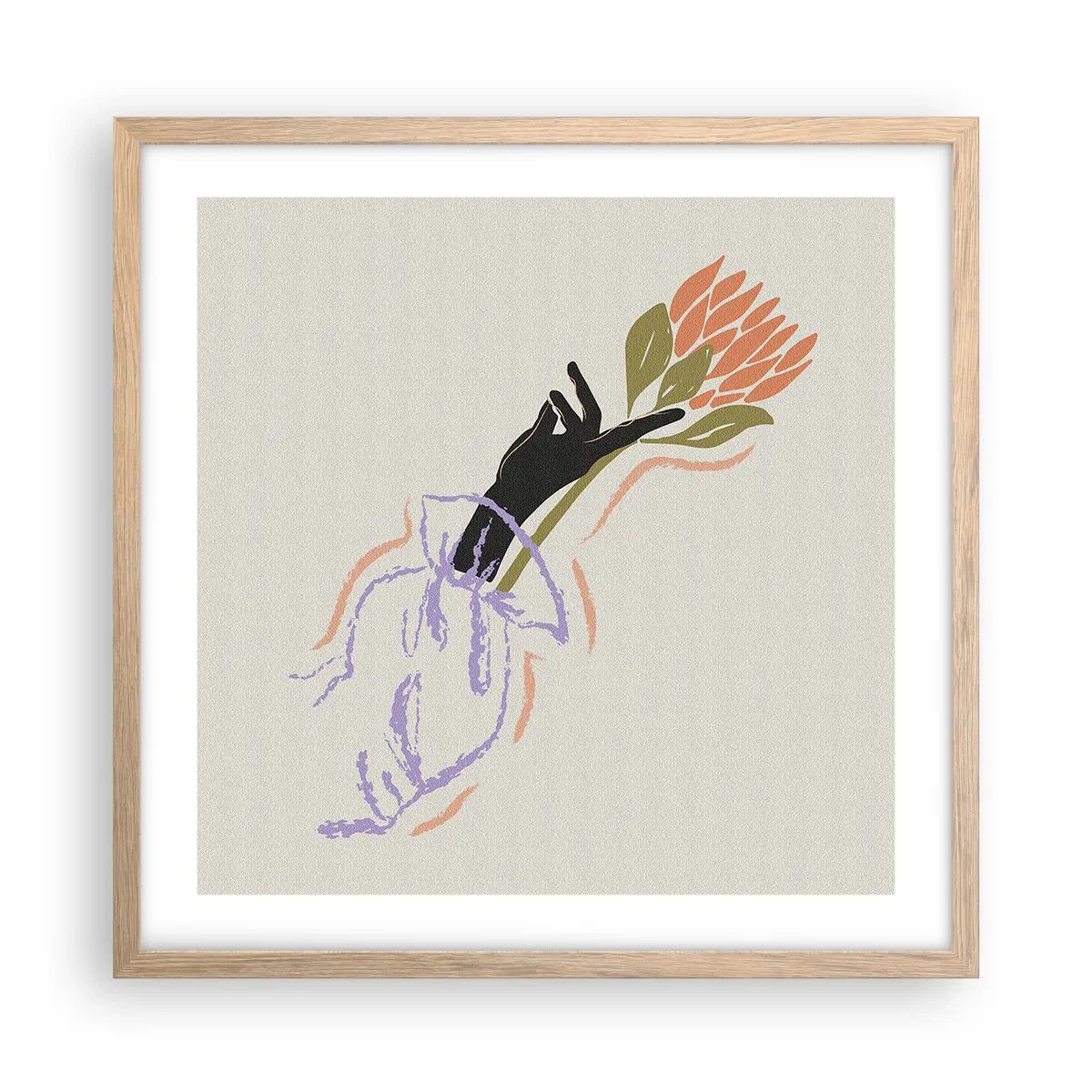 Poszter világos tölgy keretben - Egy testvéri érintés - 50x50 cm