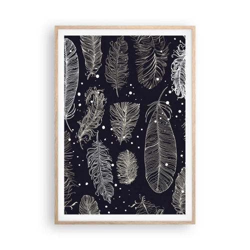 Poszter világos tölgy keretben - Tollas csipke - 70x100 cm