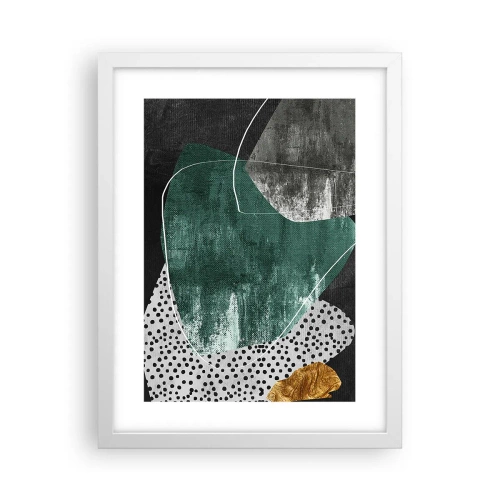 Poszter fekete keretben - Színes absztrakció aranypehellyel - 30x40 cm