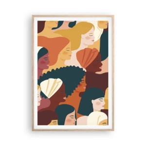 Poszter világos tölgy keretben - Csak a nőiesség - 70x100 cm