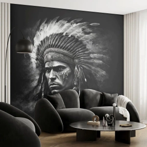 Fotótapéta Premium Sand - Vezér és harcos - indián, Törzsek, Etnikai - 100x70 cm