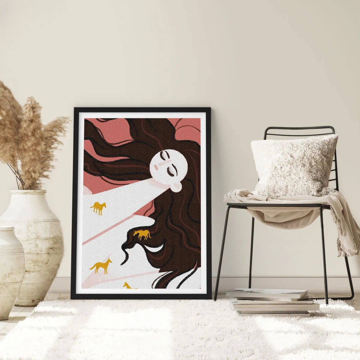 Poszter fehér keretben - Álom egy arany lóról - 61x91 cm