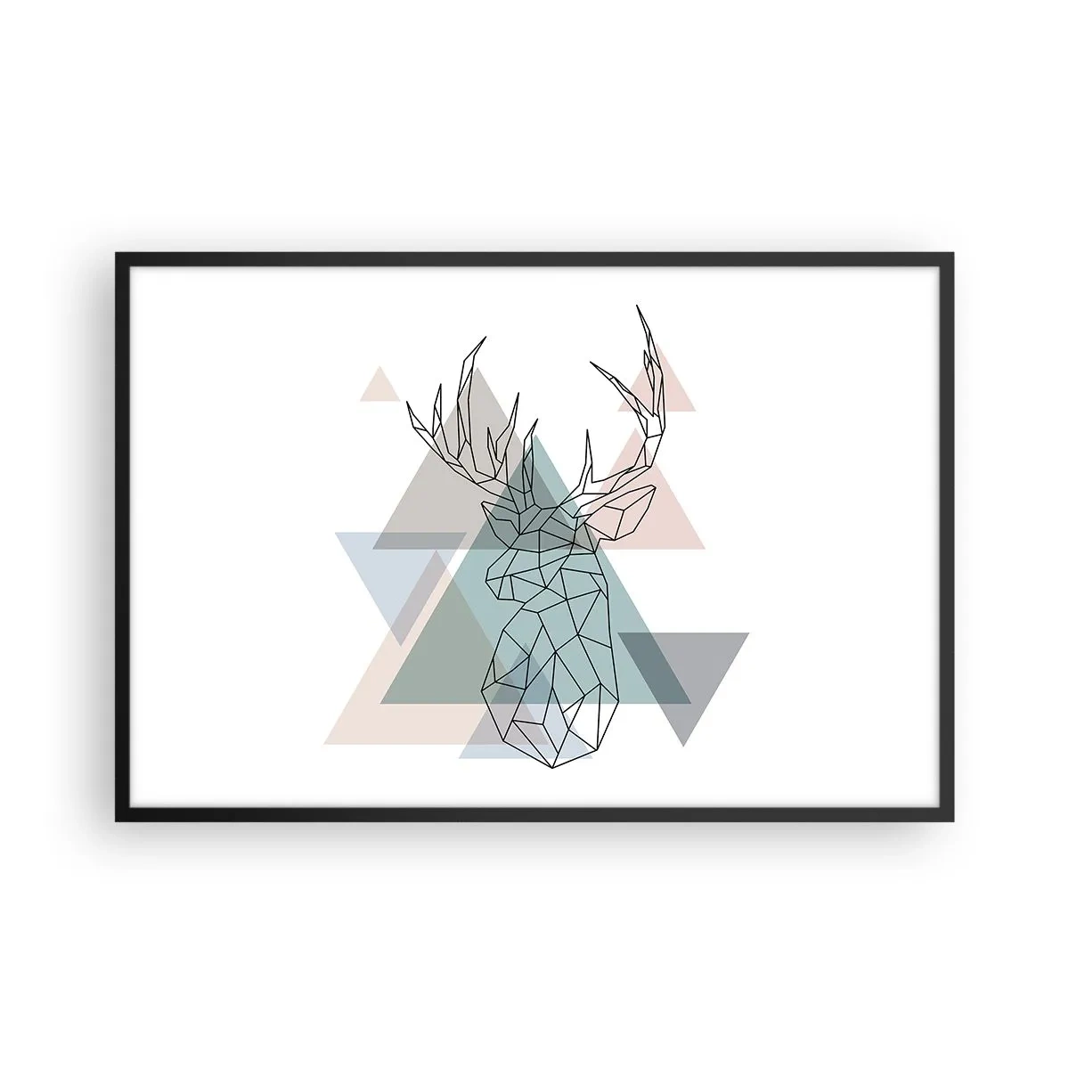 Poszter fehér keretben - Egy geometrikus erdőben - 91x61 cm