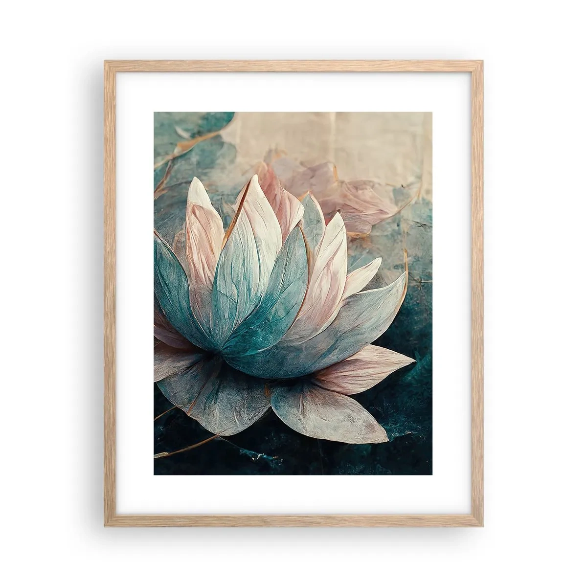 Poszter világos tölgy keretben - Tavi csillagok - 40x50 cm