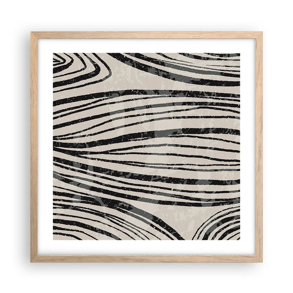 Poszter világos tölgy keretben - Vonalak csobbanása - 50x50 cm