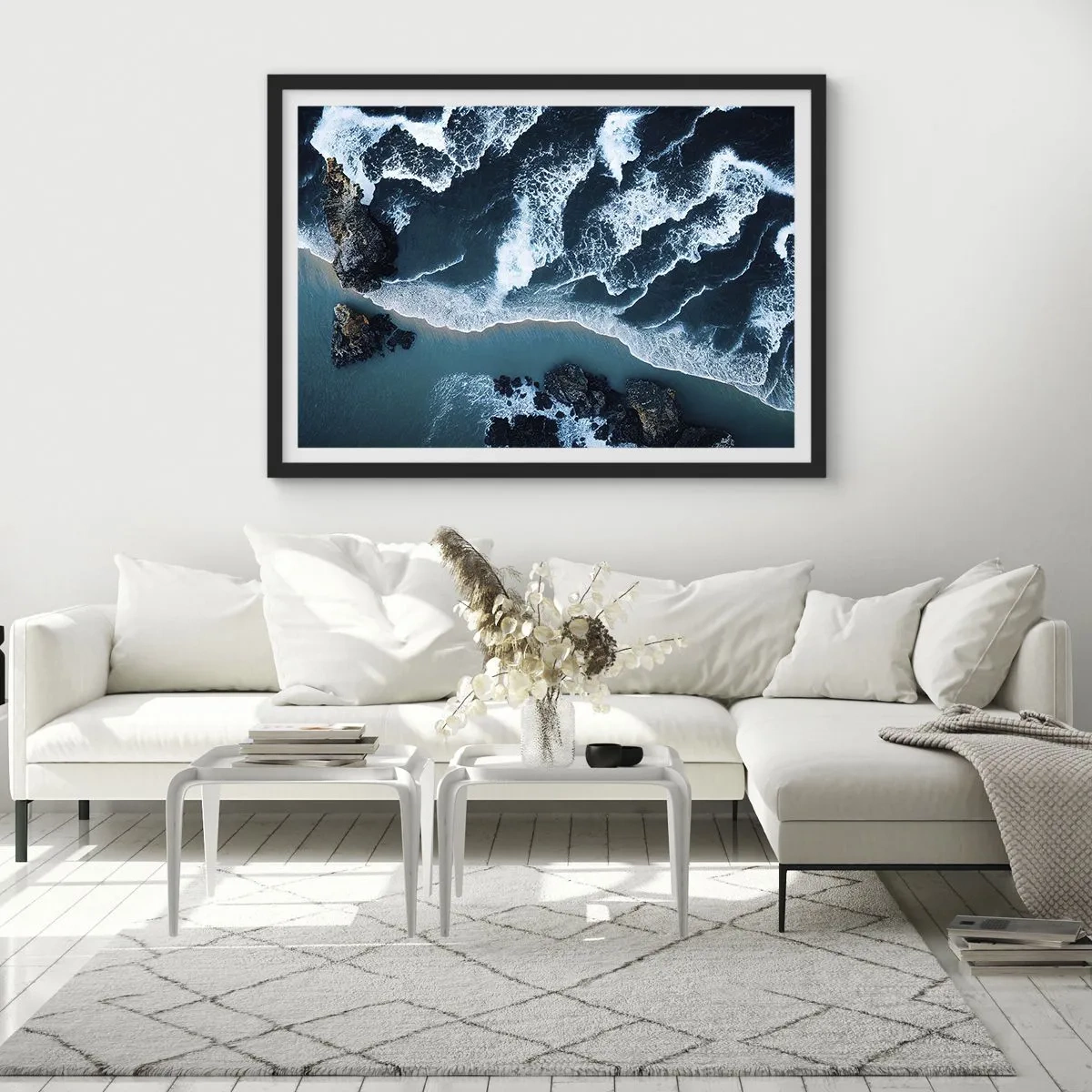 Poszter fehér keretben - Hullámokba burkolózva - 70x50 cm